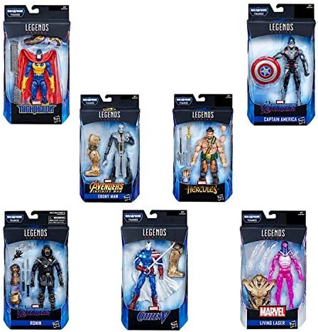 WJBFQY FH Marvel Avengers Endgame Legend Series Toy Set Of 7, Aptain America + Ebony Maw + Living Laser + Ronin + Citizen V + Nighthawk + Hercules Action Figures Set