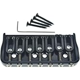KAISH Black 7 String Guitar Fixed Bridge Electric Guitar Hardtail Bridge for Strat/Tele Guitars