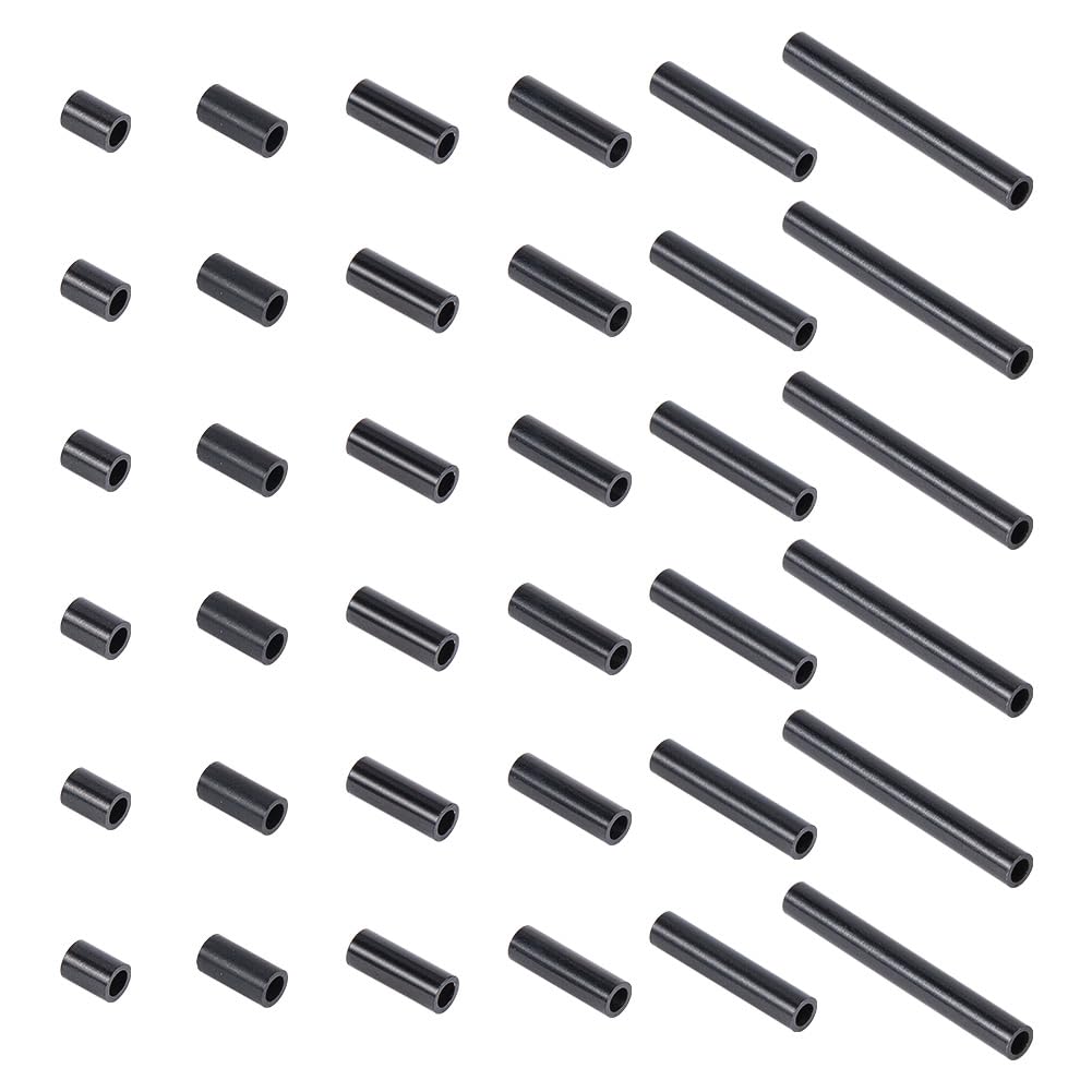 arricraft 36 Pcs 6 Sizes Bugle Tube Beads, Stainless Steel Long Tube Beads, Electrophoresis Black Spacer Beads Metal Loose Bead for DIY Bracelet Necklaces Jewelry Making