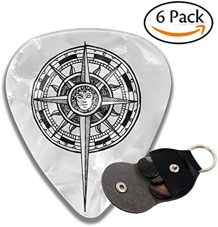 FasonKing PERFECT GIFT - Sun Stars Unique Design Guitar Picks 6 Pack Heavy, Thin, Medium Gauges Celluloid Guitar Pick