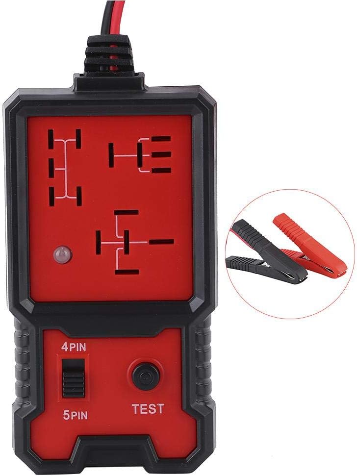 Qiilu Relay Tester, Portable 12V Car Relay Tester 4Pin 5Pin LED Display Diagnostic Tools for