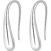Stainless Steel Water Drop Shaped Dangle Hoop Earrings
