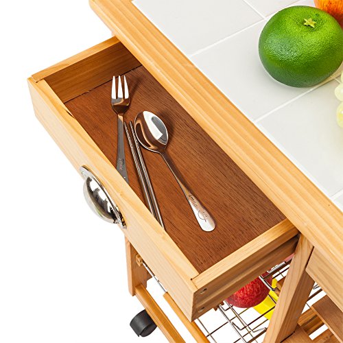 image for Byya Rolling Utility Cart Cocktail Cart Microwave Stand Storage Rack w