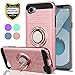 LG Q6 Phpne Cases,LG Q6 Plus Case,LG G6 Mini/LG Q6+ Case with HD Phone Screen Protector,YmhxcY 360 Degree Rotating Ring & Bracket Dual Layer Resistant Back Cover for LG Q6-ZH (ZH-Rose Gold-1)