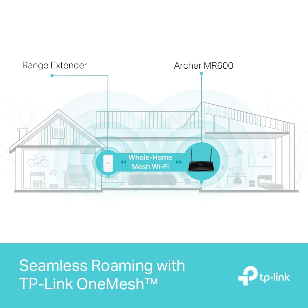 TP-Link Archer MR600 AC1200Mbps 4G+ Cat6 Wireless Dual Band 4G Router With Sim Slot, SIM Slot Unlocked, MU-MIMO technology, WiFi Router Mode, No Configuration required,Guest Network & Parental Control