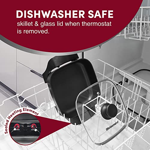 Elite Gourmet EG808 8” x 8" Nonstick Electric Skillet, Dishwasher Safe