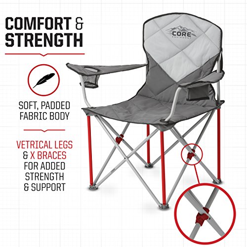 Core Equipment Folding Padded Quad Chair with Carry Bag, Gray Pricepulse