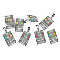 Set of 8 Teachers Hall Passes, Funny Colorful Small Dots, White Letters