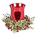 Kissing Krystals 8 Inch Mistletoe Floral Red Tea Light Glass Candle Holder Set