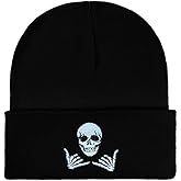 Ankelesz Halloween Skull Beanie Hat for Men Women Winter Warm Stretch Skull Knit Hats Cap Black