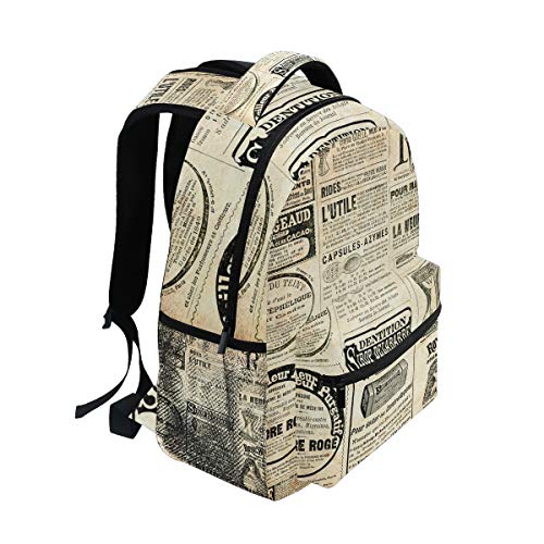 TropicalLife Vintage Newspaper Backpacks School Bookbag Shoulder Backpack Hiking Travel Daypack Casual Bags