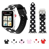 Sport Band for Apple Watch 38mm 42mm, iWatch Strap Replacement with Polka Dot Floral Print Leather Bracelet Wristband for Apple Watch Series 3，2，1, NIKE+, Hermes, Edition (Black white polka dot, 42mm)