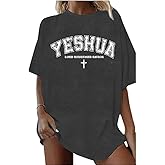 Christian Shirts for Women Oversized YHWH Graphic Shirt Jesus Faith Inspirational Casual Tee Tops