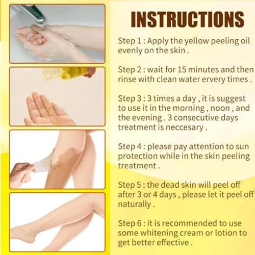 LBOYLOVE® 2 Pcs Yellow Peeling Oil, Extra Strong Peel Oil for Dark Skin with Camellia Leaf, Licorice Root and Chamomile Extract for Body Hand Foot, for All Skin Types