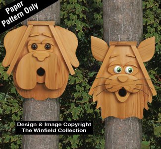 Cedar Cat and Dog Birdhouses Wood Pattern