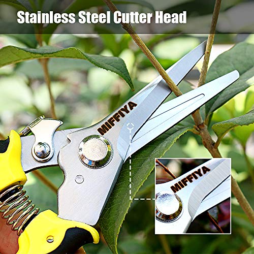 Professional Hand Pruning Shears Set, Bypass Gardening Shears with Stainless Steel / SK-5 High Carbon Steel, 1'' Cutting Capacity, Suitable for garden art, trimming branches, flowers, vines, etc - Thumbnail 3