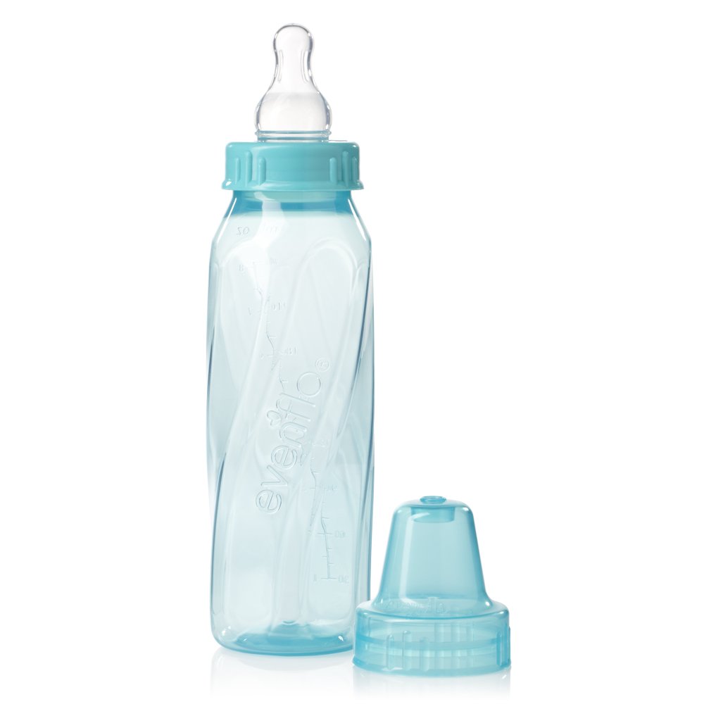 Evenflo Feeding Classic Tinted Plastic Standard Neck Bottles for Baby, Infant and Newborn - Teal/Green/Blue, 8 Ounce (Pack of 12) : Baby