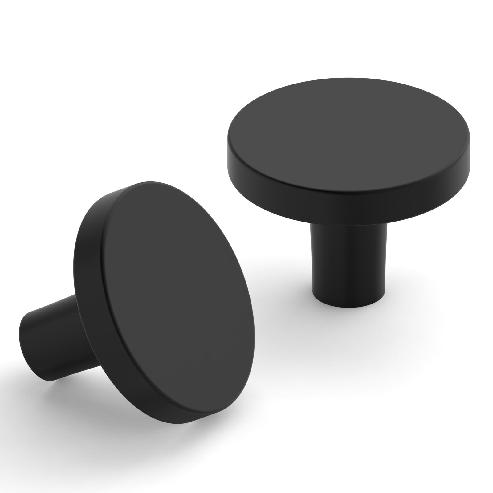 9BUILD 10 Pack Matte Black Cabinet Drawer Knobs: Zinc Alloy, Round, Single Hole, UK0053