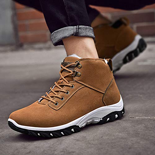 DondPO Men's Hiking Shoes Fashion Outdoor Sneakers Cotton Shoes Warm Waterproof Non-Slip Wear Sports Shoes Brown
