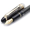 czxwyst 699 Negative Pressure Vaccum Filling Fountain Pen Original Box (Black with Golden Clip and Solid Grip, Fine Nib 0.5mm)