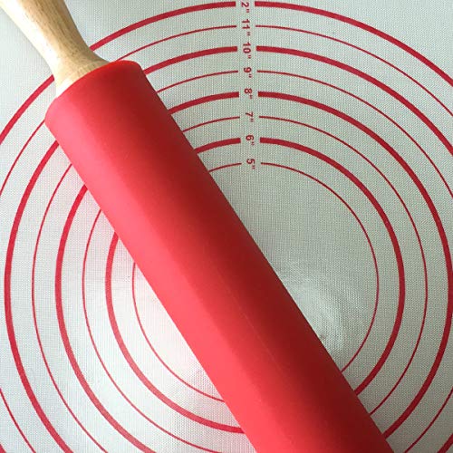 Pastry Mat 24" x 16" with Silicone Rolling Pin 16.9" - Large Non-stick Non-slip Pastry Baking Mat Dough Mat- Perfect Bakeware for Cookies Bread Fondant Pie Crust Making - Thumbnail 6