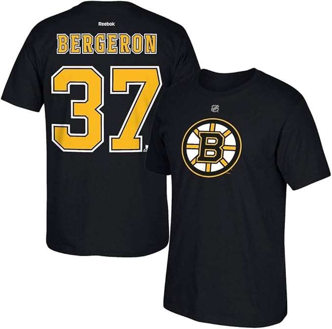 Amazon.com : Reebok Patrice Bergeron Boston Bruins Black Name and Number T-Shirt Medium : Sports 