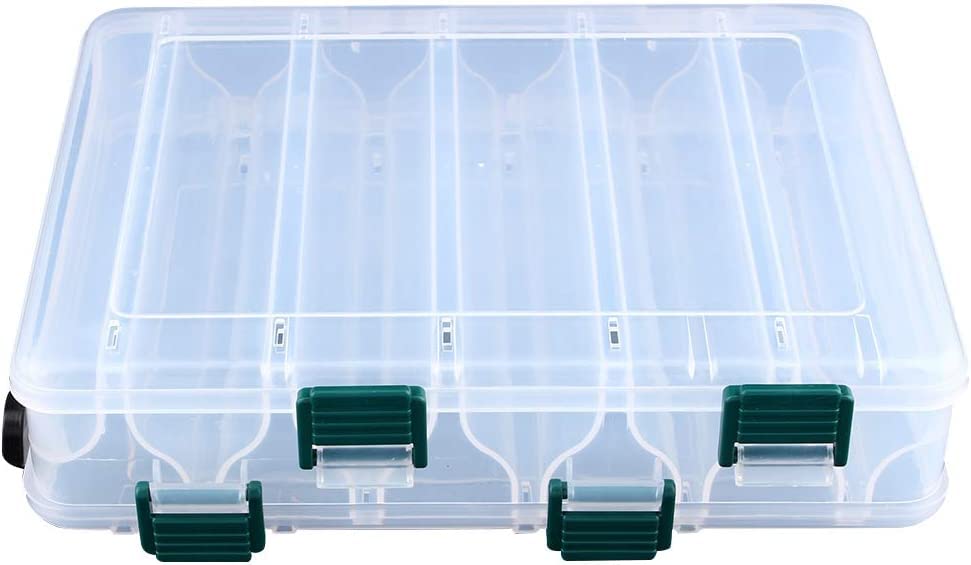 Fishing Tackle Boxes, 12 Compartments Tackle Plastic Storage Box Fishing Case Lure Box Tackle Two-Sided Storage Case
