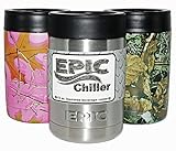 EPIC 12 oz Beer Can Cooler - Double Wall Vacuum Insulated Beverage Colster Can holder - Keeps drinks cold-Made with the Highiest Quality of Stainless Steel - Heavier than most Brands