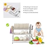 NEX HT-KC815S-M 3-Tier Stainless Steel Dish Drainer Rack, 22.2 (L) x 9.4 (W) x 20.3 (H),