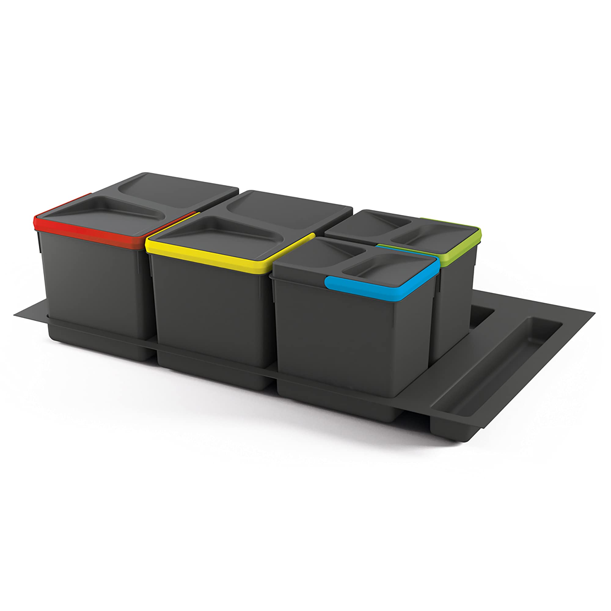 Emuca - Waste bins for drawer system, waste sorting bin with cut-out base, set of bins height 216mm with 90cm base