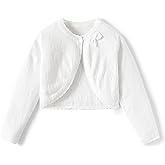 Little Girls' Knit Long Sleeve Bolero Shrug Cardigan,Toddler Girls Cotton Thin Bow Knot Shawl Lace Sweater Jacket Coat