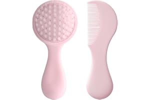 BLOOMLET BABY Baby Hair Comb Set Soft Baby Hair Brush Baby Comb Hair Comb Set Newborn Baby Hair Brush and Comb Set Baby Care Hair Brush for Girls and Boys,Ideal Present for Baby Pink
