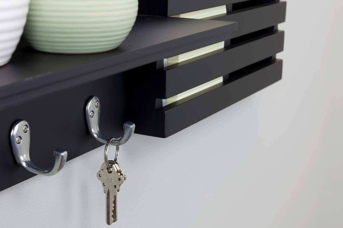 Kieragrace Kg Sydney Wall Shelf And Mail Holder With 3 Hooks Black 24 Amazon Ca Home Kitchen