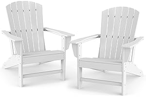 BRIOPAWS Adirondack-Chairs-Set of 2 | Fire Pit Chair | Oversized | HDPE Plastic | Weather Resistant | for Deck Outdoor Poolside Campfire | White