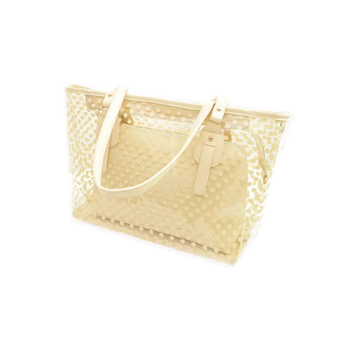 NEEVAS Clear Plastic Transparent Work Tote Shoulder Jelly Beach All Purpose Handbag Girl (Beige)