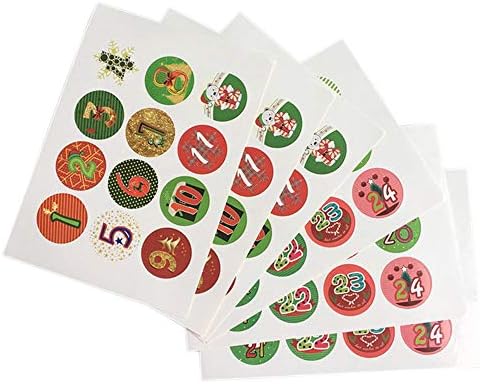 120pcs 1-24 Christmas Advent Stickers Christmas Number Sticker Cookies Candy Sealing Sticker DIY Gifts Posted Baking…