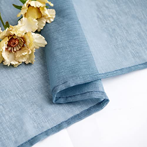 Woaboy Modern Living Room Curtains Short Curtains for Windows 2 Pieces 140 x 145 cm Curtains Bedroom Curtains Translucent Polyester with Rings Dark Blue