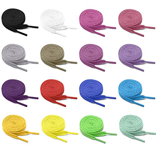 Pangaea 16 Pairs Pack Flat Colored Shoe Laces for Sneakers 16 Colors Athletic Skate Boots Sport (40 Inch, 16 Color) - Thumbnail 7