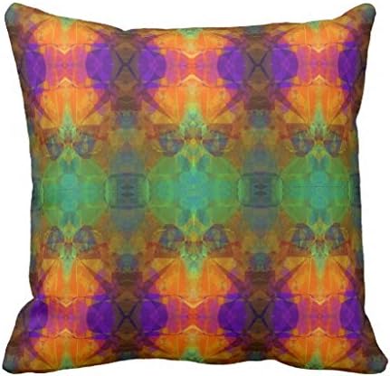 Abstract Blue Green Purple Orange Mosaic Pattern Throw Pillow Case