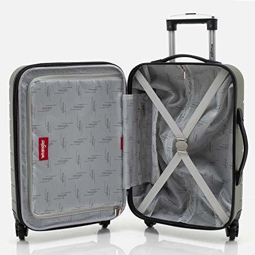 Wrangler Smart Luggage Set with Cup Holder and USB Port, Olive Green, 20Inch CarryOn Pricepulse
