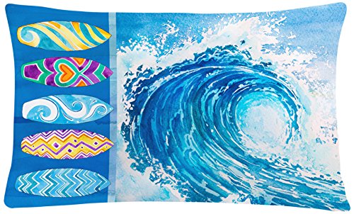 Caroline's Treasures BB8528PW1216 Surf Boards and Wave Canvas Fabric Decorative Pillow, Multicolor
