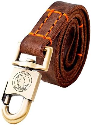Heart Luxury Handmage Leather Dog Leash Dog Lead For Large Dogs Brown(3-Feet/1-inch)