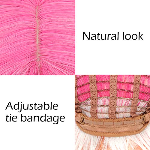 image for VCKOVCKO Natural Wavy Wig With Air Bangs 3 Tone Red to Pink to Orange 