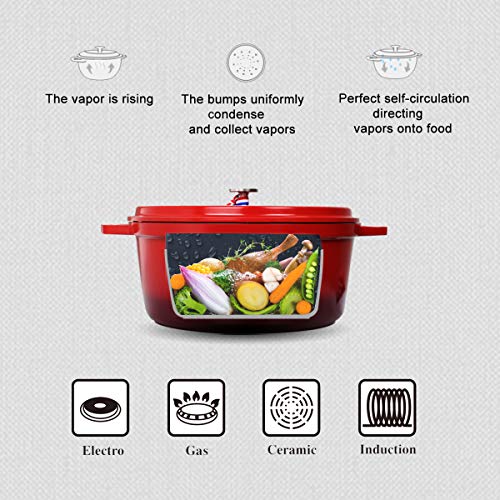 Cookware Cast Iron Aluminum Dutch Oven with Lid, Non Stick Round Casserole Dish, Lightweight