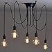 Vintage Edison Ceiling Pendant Lamp Industrial Light Fixture Adjustable Black Chandelier-5 Heads(120cm)