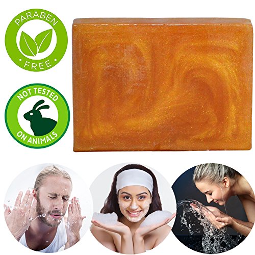 Organic Handmade Face Soap Anti-Aging Face Wash Bar Soap Containing Anti Wrinkle Ginseng Extract with a Foaming Net To Create a Luxurious Lather For Men Women