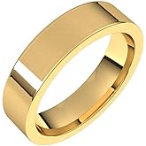Sonia Jewels Solid 10k Yellow Gold 5mm Flat Comfort Fit Wedding Band Ring Classic Plain Traditional - Size 8