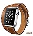 Apple Watch Band, WAPAG Double Tour Genuine Leather, Sport Style Replacement Band Wrist Bracelet Strap for Apple iWatch (Light Brown 38mm)