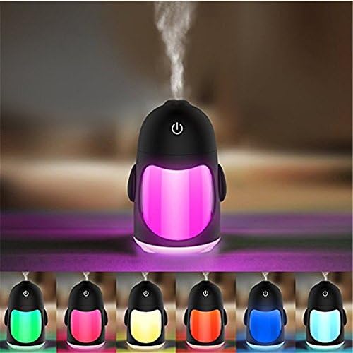 Interomgl Mini Penguin Humidifier Night Light USB Portable Micro Molecular Water Mist LED 7 Colors Supply Cool Automatic Timing Environment Humidification for Baby/Single Room/Study/Office/Yoga/Spa