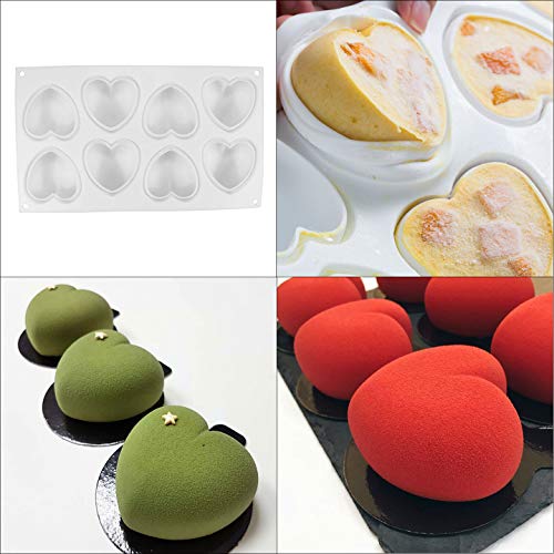2pcs Silicone Mousse Cake Molds 3D Heart Rose Shape DIY Baking Pan Nonstick Bakeware Decorating Tool for Ice Cream Chiffon Chocolate Dessert Jelly Pastry Christmas, Easy Release FDA BPA Free